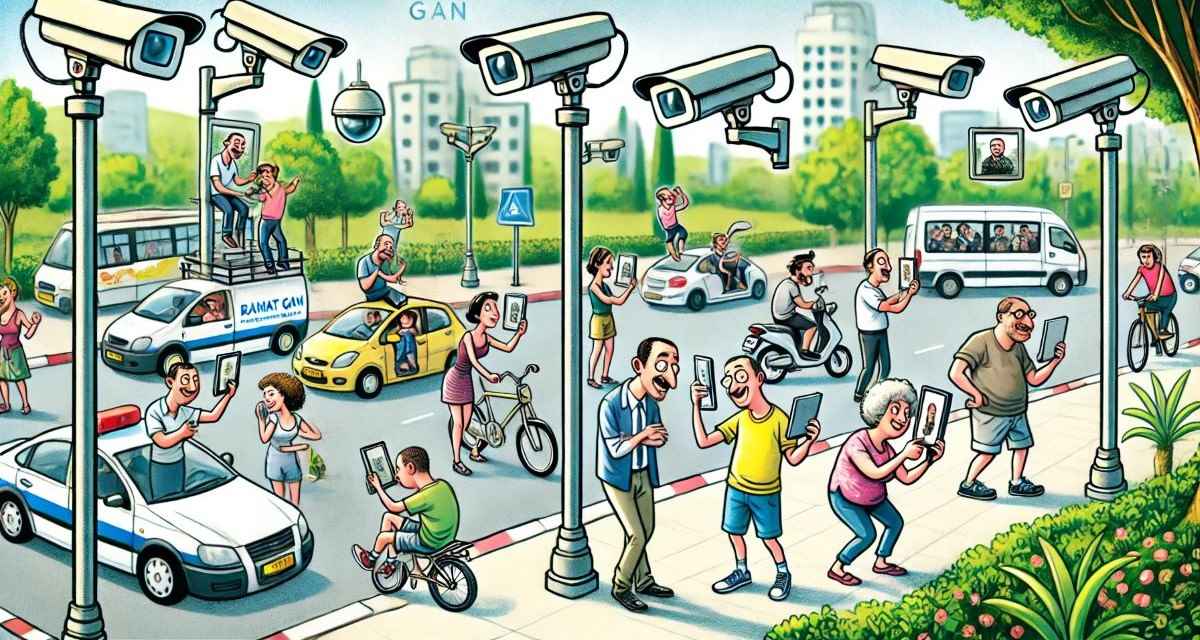 מצלמים אתכם בכל מקום, ברמת גן. איור AI - מערכת