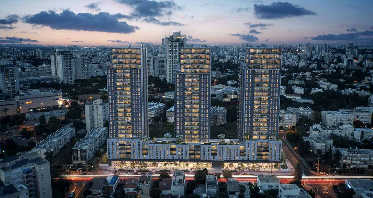 333 דירות חדשות ברחוב ההסתדרות בגבעתיים, פרויקט AIR. שלושה מגדלים.