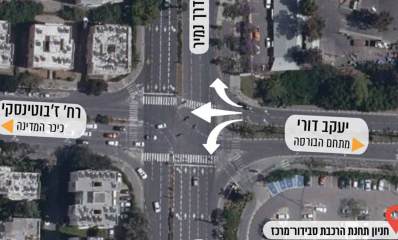 ציר תחבורה חדש מהבורסה וצפון העיר לתל אביב. רחובות יעקב דורי, ז׳בוטינסקי ודרך נמיר. חניון תחנת הרכבת סבידור מרכז