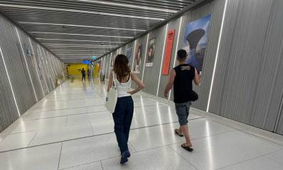 תערוכות של מוזיאון ישראל בקו האדום של הרכבת הקלה בגוש דן. תמונות על קירות המנהרה.