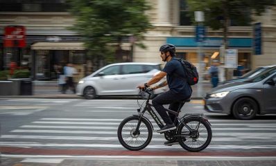 רוכב על אופניים חשמליים בעיר, הדמיית בינה מלאכותית: רמת גן גבעתיים אונליין