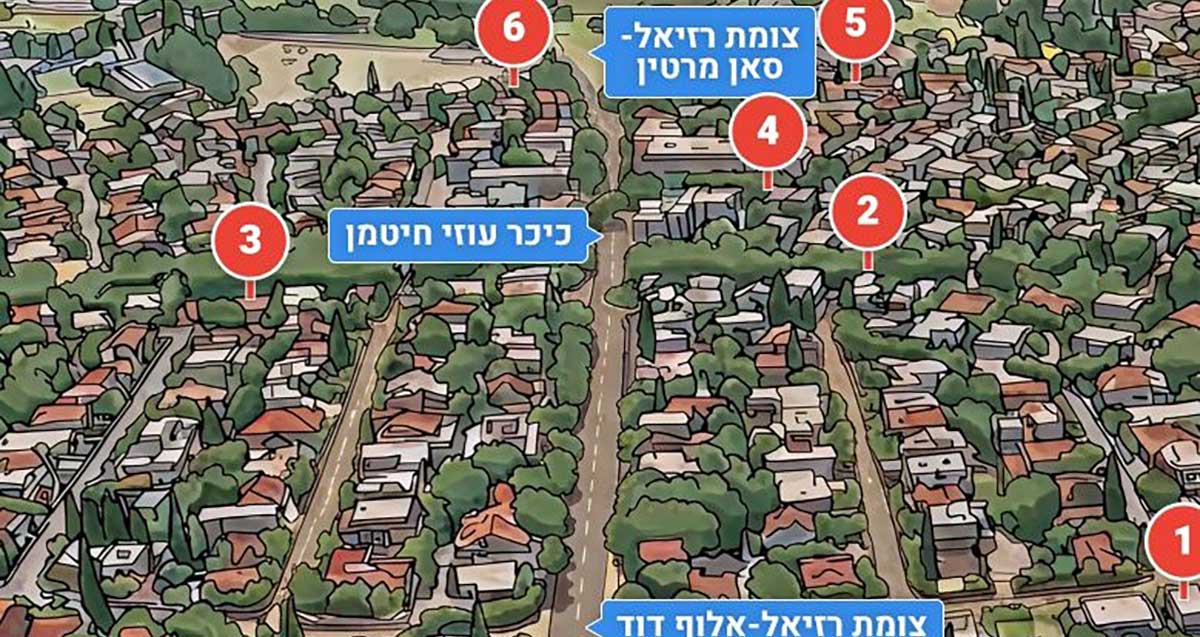 תרשים מקלטים ברמת גן