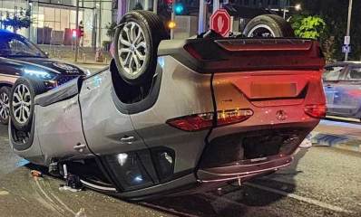 רכב התהפך בבן גוריון רמת גן