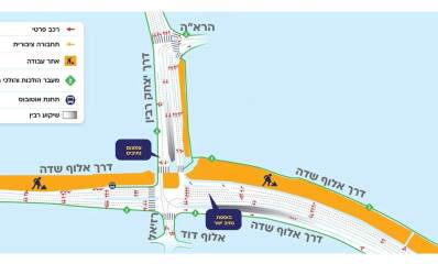 תרשים של הסדרי התנועה החדשים בדרך אלוף שדה - יצחק רבין
