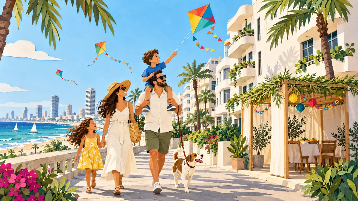 איור משפחה מתבוננת בכוכבים ברמת גן וגבעתיים