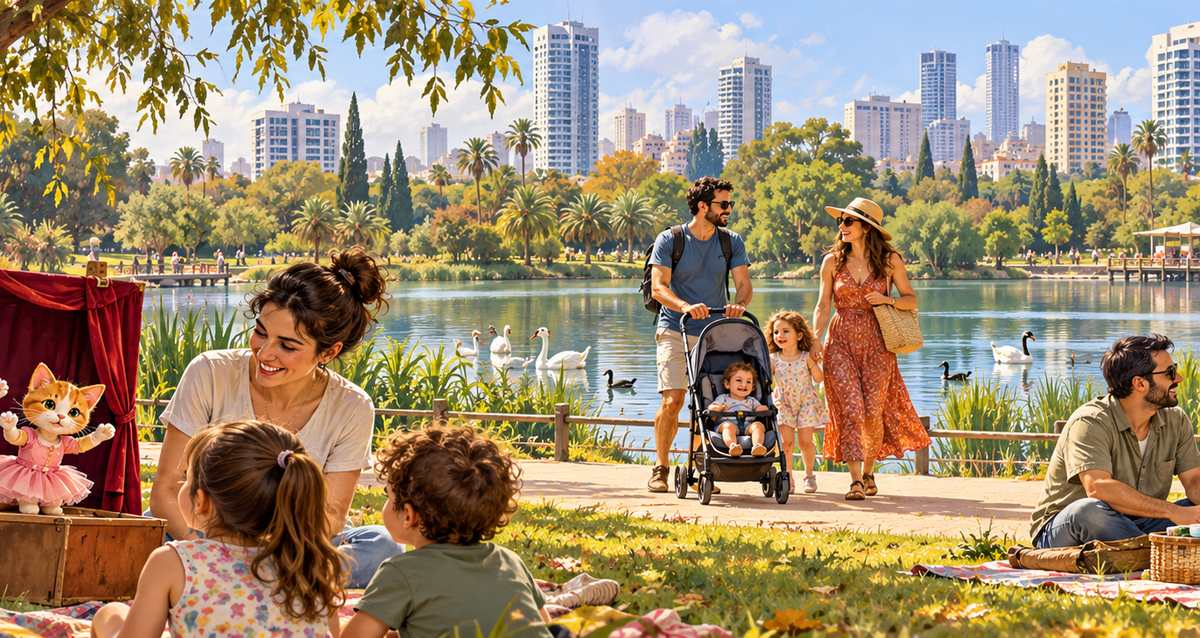 איור אווירה לבילויי שבת - משפחות ומבוגרים